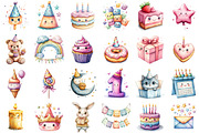 Kawaii Birthday Clipart Bundle, an Illustration by Sublimation Artist (Thumbnail 2 of 6)