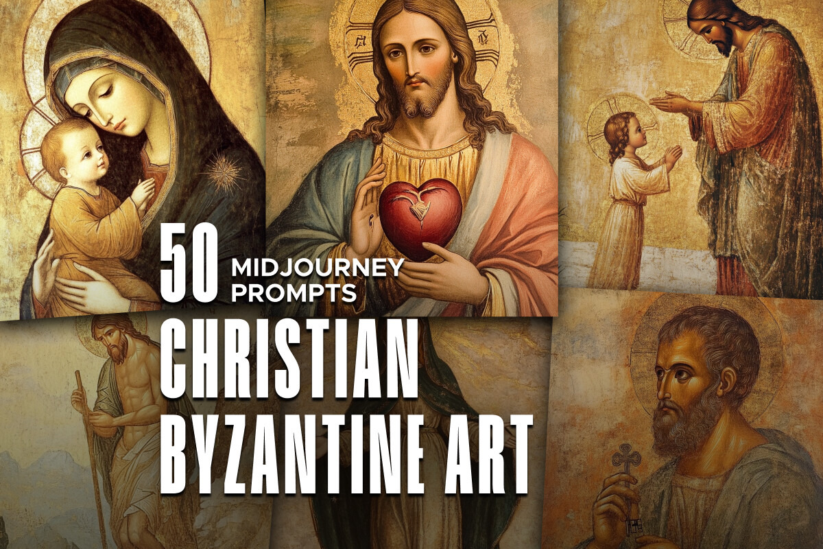 50 Christian Byzantine Art Prompts, an Object Graphic by MadeByAI Studio (Photo 1 of 5)