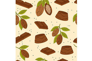 Cocoa bean candy pattern. Vector