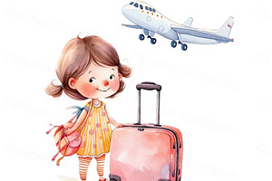 Cartoon Kids Traveling Vacation PNG