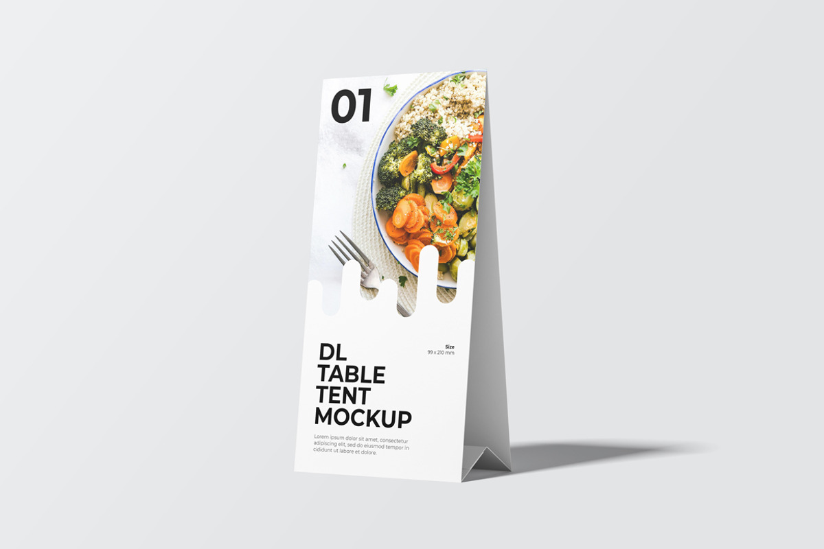 DL Table Tent Mockup, an Advertising Mockup by Rizky Audymas (Photo 5 of 9)