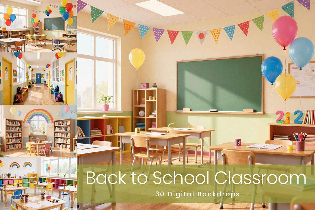 Back to School Digital Backdrops, a Background Graphic by 3Motional (Photo 1 of 19)