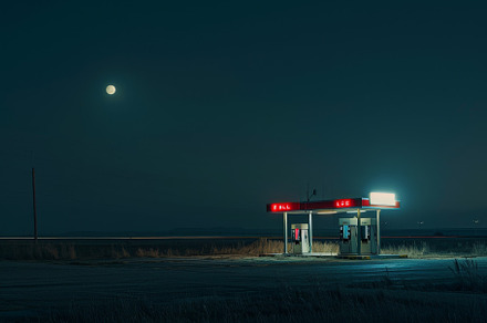 Under the full moon's glow, an aband, a Photo by Tanuart