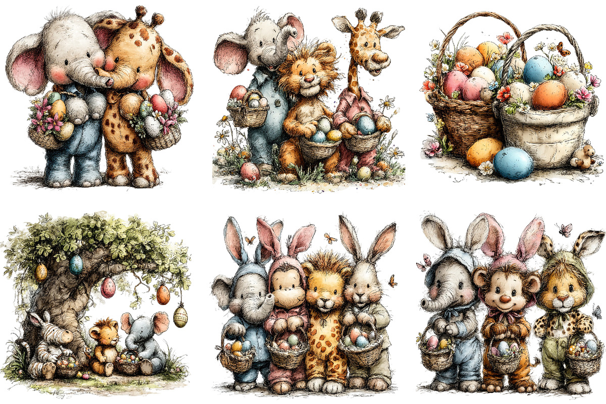 Watercolor Safari Easter Animals Cli, an Illustration by Sublimation Artist (Photo 4 of 7)