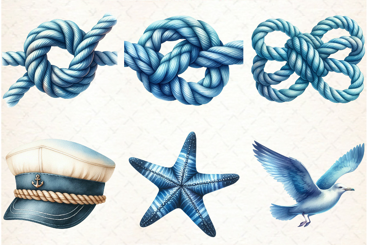 Watercolor Blue Nautical Collection, an Illustration by Libby Wishes (Photo 2 of 7)