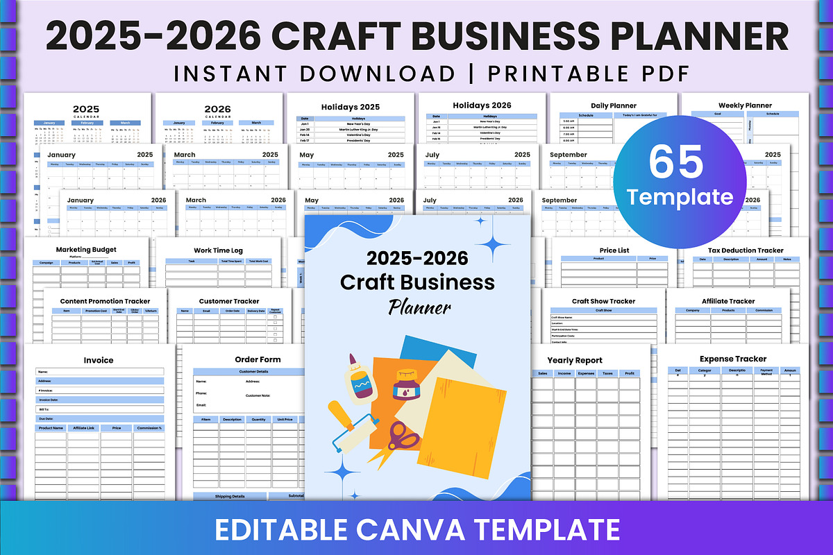 2025-2026 Craft Business Planner KDP, a Stationery Template by Shumaya (Photo 1 of 7)
