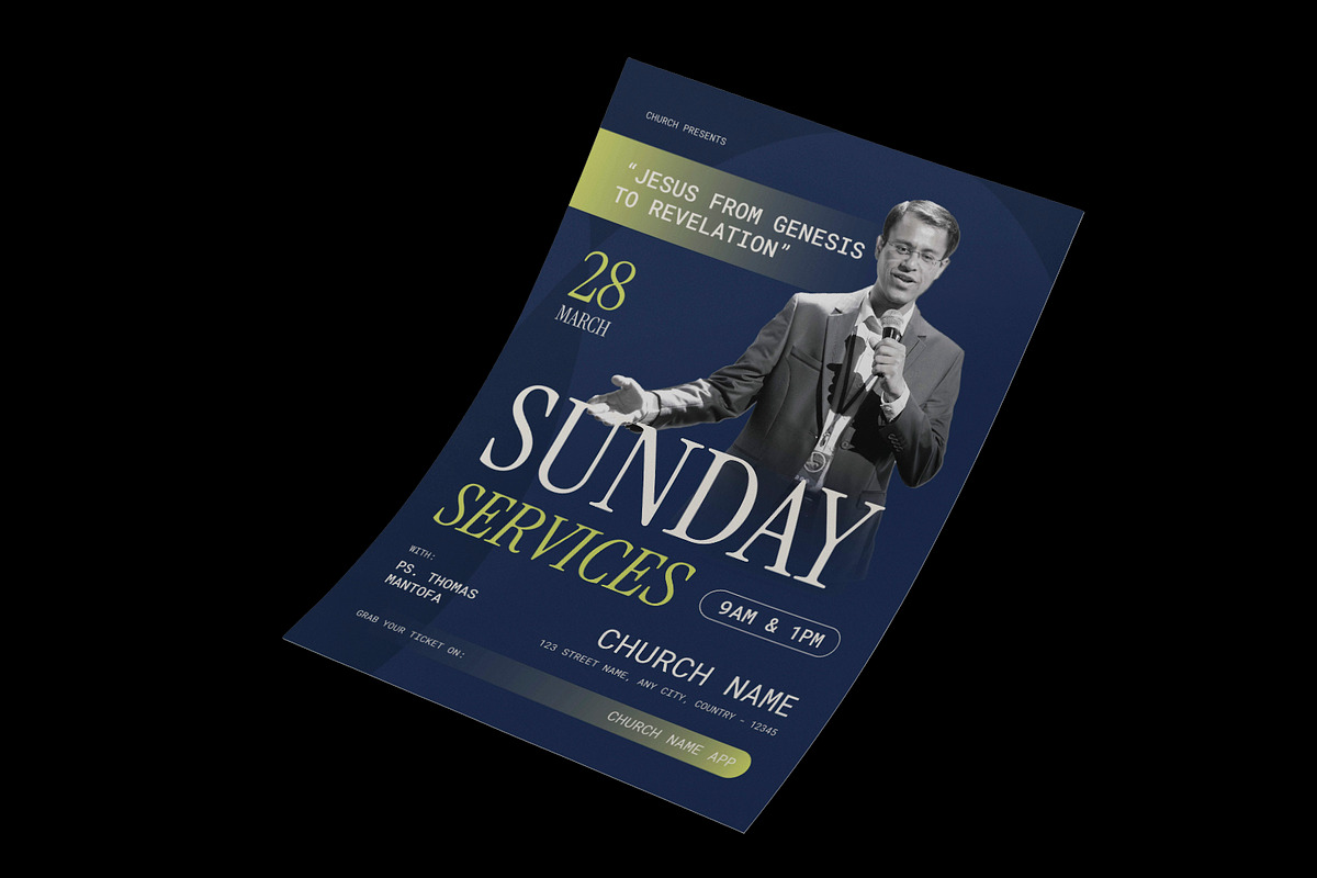 Minimalist Sunday Church Flyer preview 2