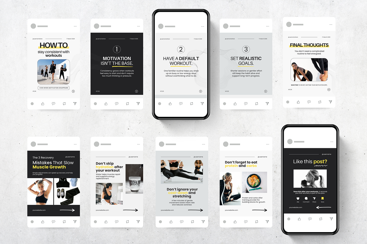Fitness Carousel Instagram Posts, a Social Media Template by DigiPax (Photo 7 of 10)