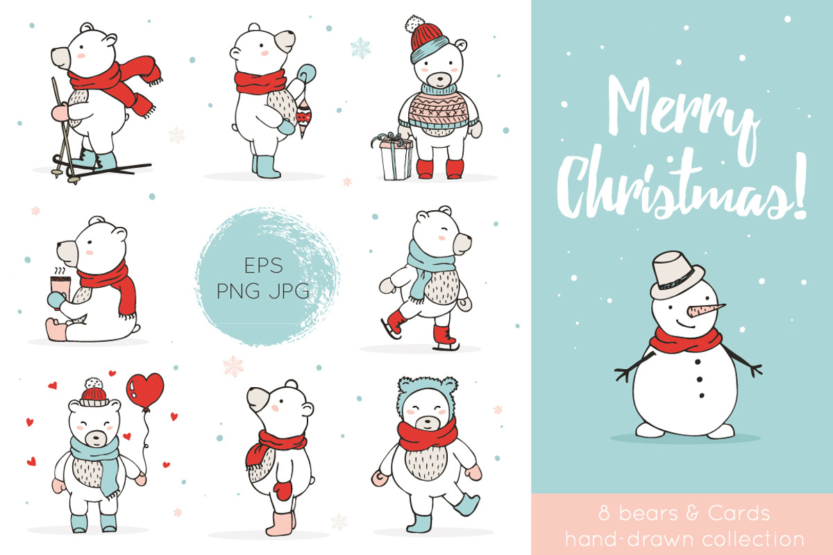 Christmas Bears Icons & Cards, an Animal Illustration by Julia Shvets (Photo 1 of 4)