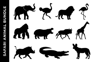 Safari Animal Silhouette Bundle Set, an Object Graphic by nandinigraphics