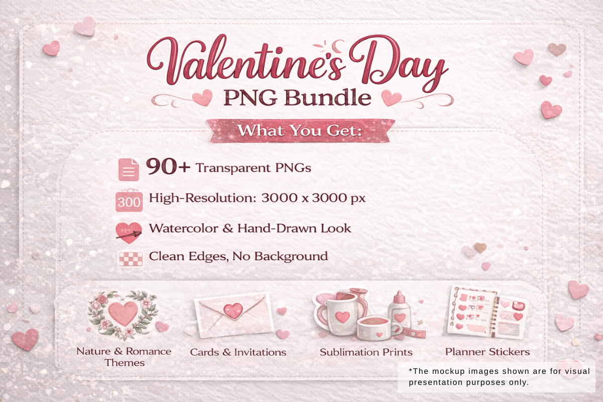 Valentine’s Day PNG Clipart Bundle, an Object Illustration by Daffodil Dream Studio (Photo 2 of 7)