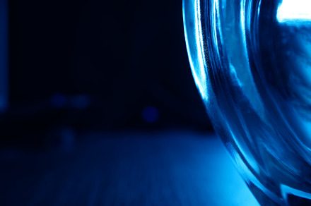 Right aligned blue glass object background, a Food & Drink Photo by RETROWAVE '88