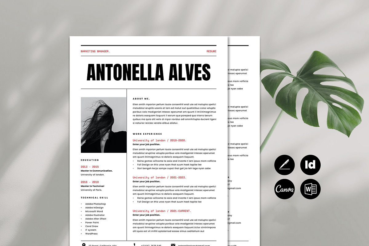 Modern Resume Template | Word, Canva, a Resume Template by Occy Design (Photo 2 of 10)