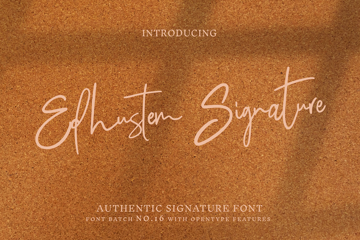 Edhustem - Authentic Signature, a Script Font by tebaltipislab (Photo 1 of 12)