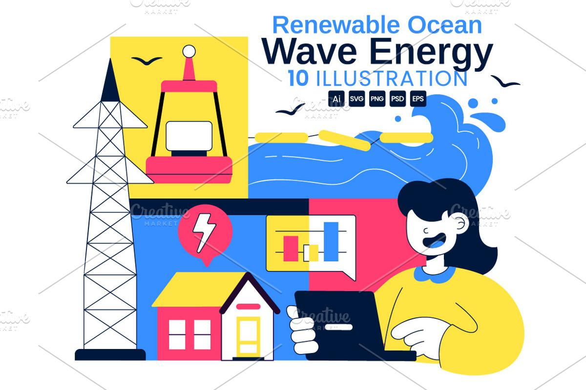10 Renewable Ocean Wave Energy, a Technology Illustration by denayunebgt (Photo 1 of 4)