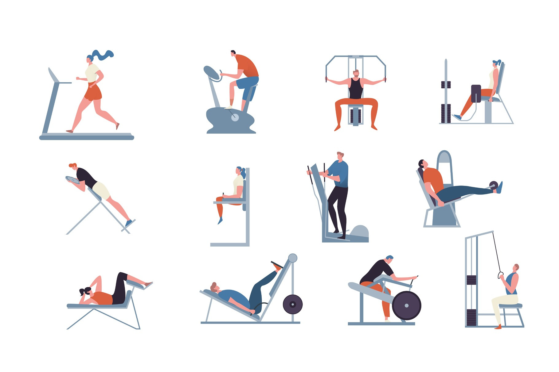 Exercise machines for gym, vector, a Healthcare Illustration by VectorsBang