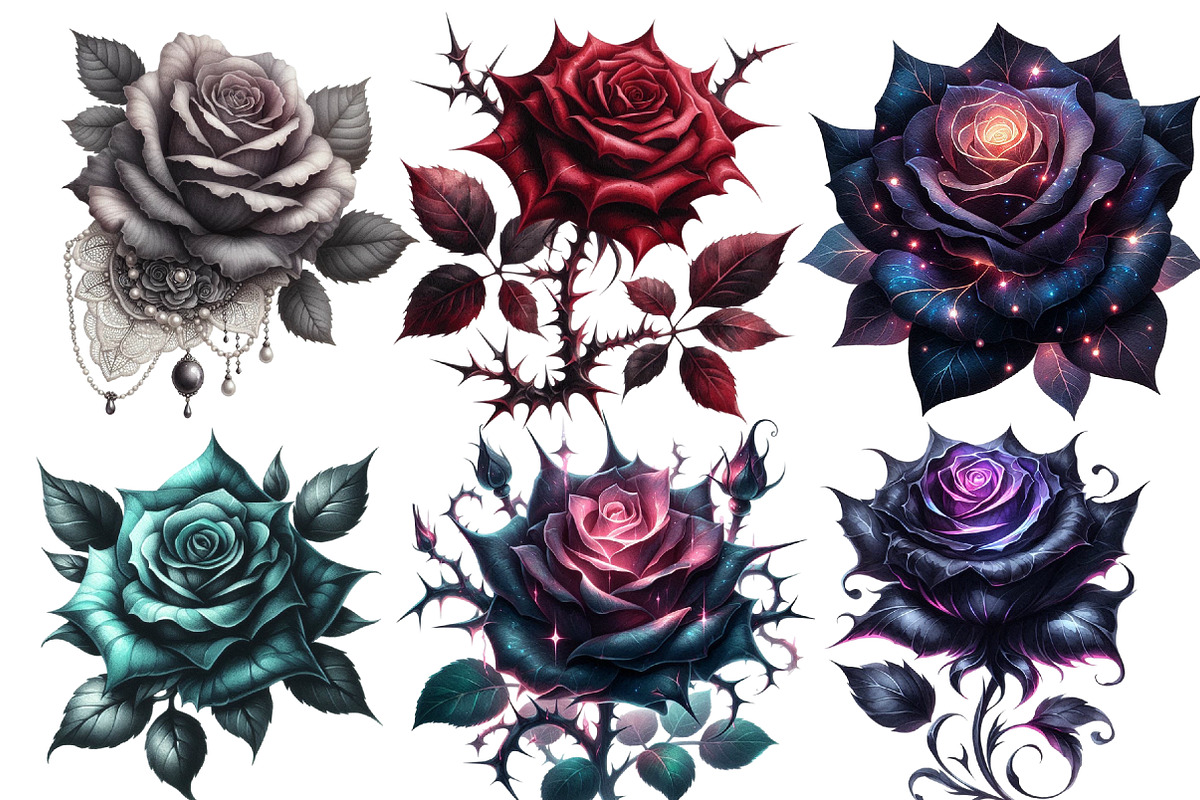 Dark Gothic Roses clipart, an Illustration by Designworld (Photo 3 of 6)