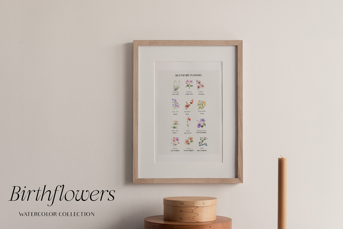 Watercolor Birthmonth florals Set, a Decorative Illustration by Grace Noboa Illustrations (Photo 10 of 10)