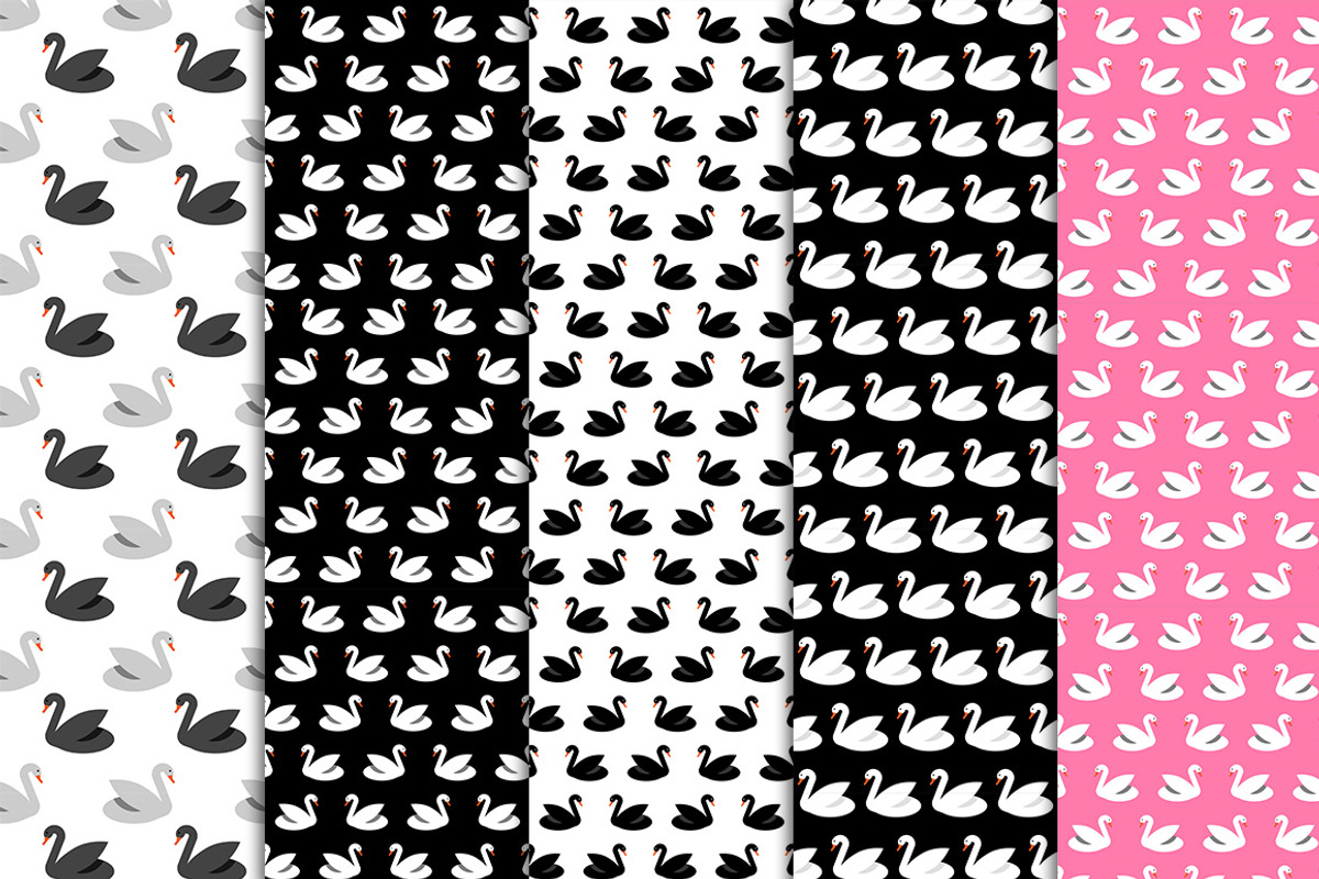 Seamless vector patterns with swans, a Pattern Graphic by mnke art studio (Photo 1 of 2)