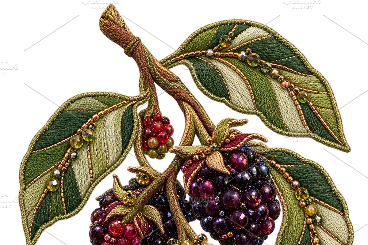 Beaded Blackberry Sprig PNG, an Object Graphic by The Edit (Photo 1 of 3)
