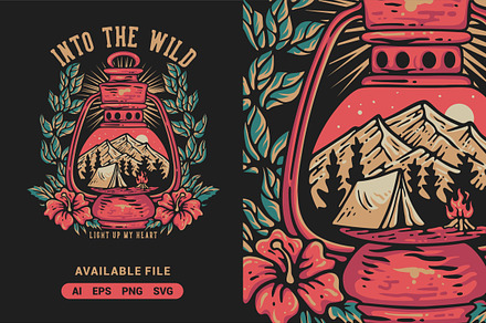 Into The Wild With Lantern Vector, an Illustration by ImoogiStudio