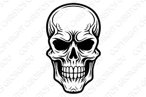 Human Skull Cartoon Illustration, an Illustration by Christos Georghiou