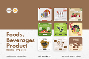 Foods, Groceries, Canva Templates