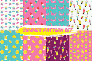 summer seamless pattern set
