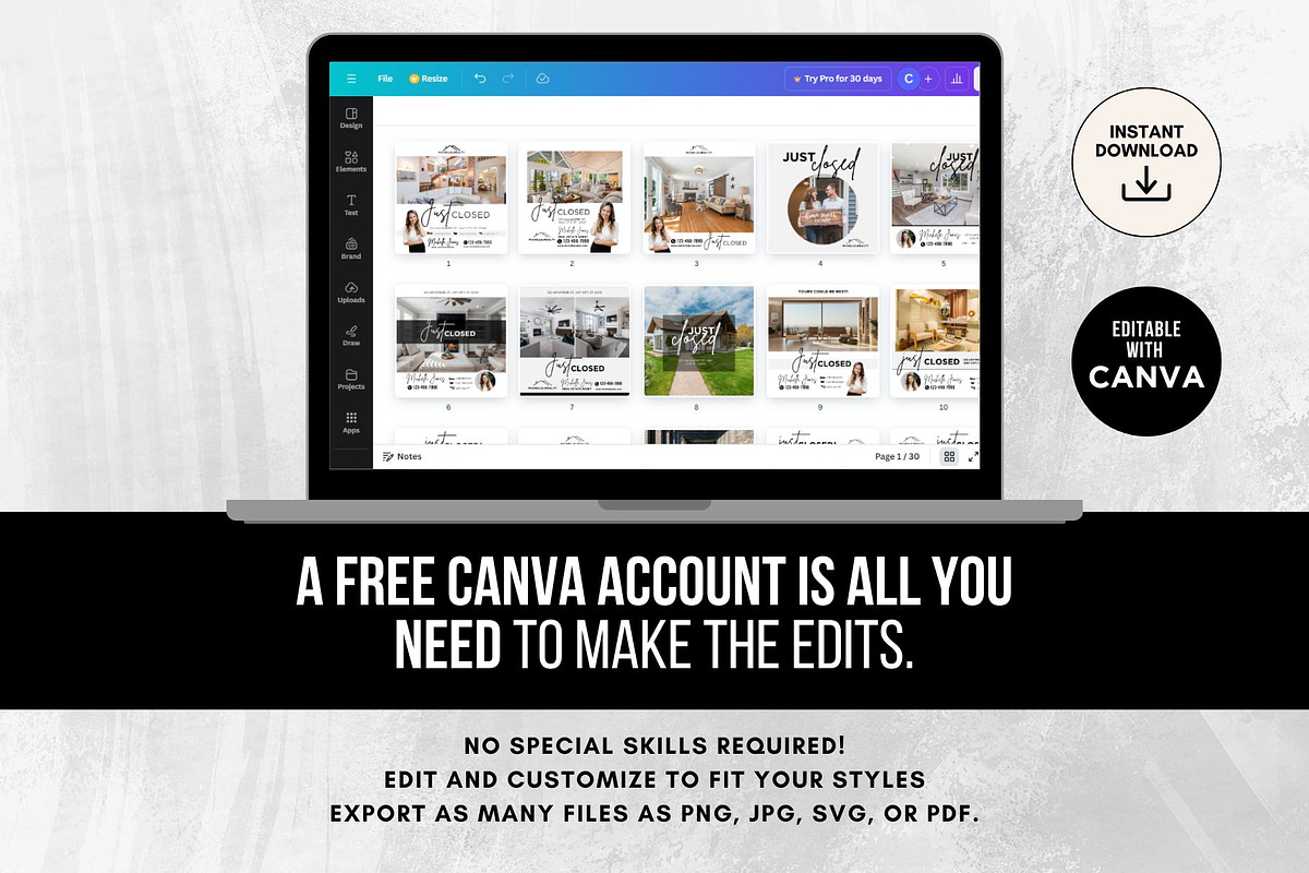 Just Closed Instagram Posts Canva, a Social Media Template by CreativeVinesStore (Photo 12 of 12)