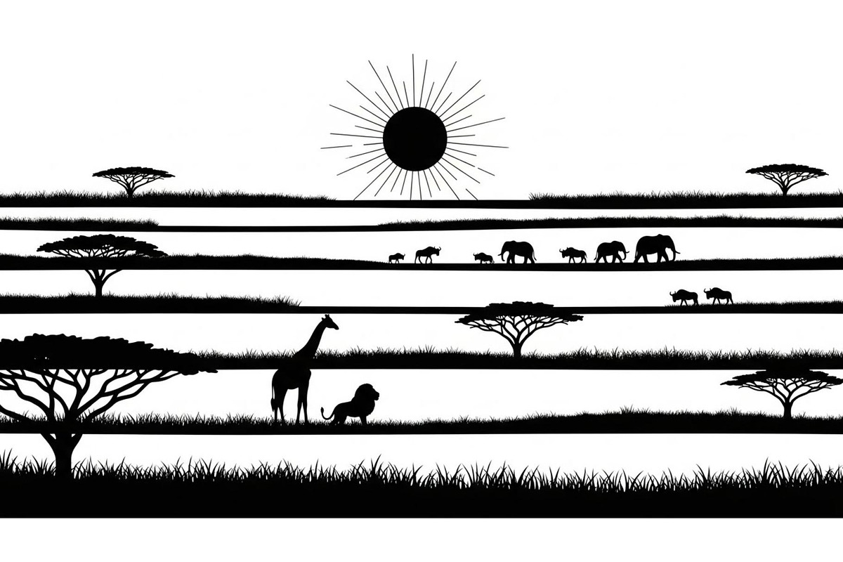 Abstract Savanna Scenery Silhouette, a Graphic by Designer_Momina (Photo 6 of 13)