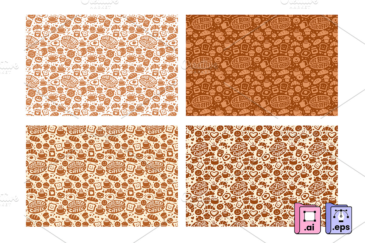 Set of Cozy Coffee Bakery Patterns, a Pattern Graphic by MISS CHATZ (Photo 1 of 3)