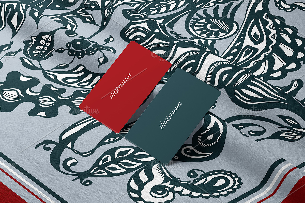 Crimson & Silver Botanical Scarf, an Object Graphic by ilustrinna (Photo 9 of 9)