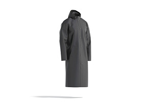 Black Waterproof Rain Coat 3D Model