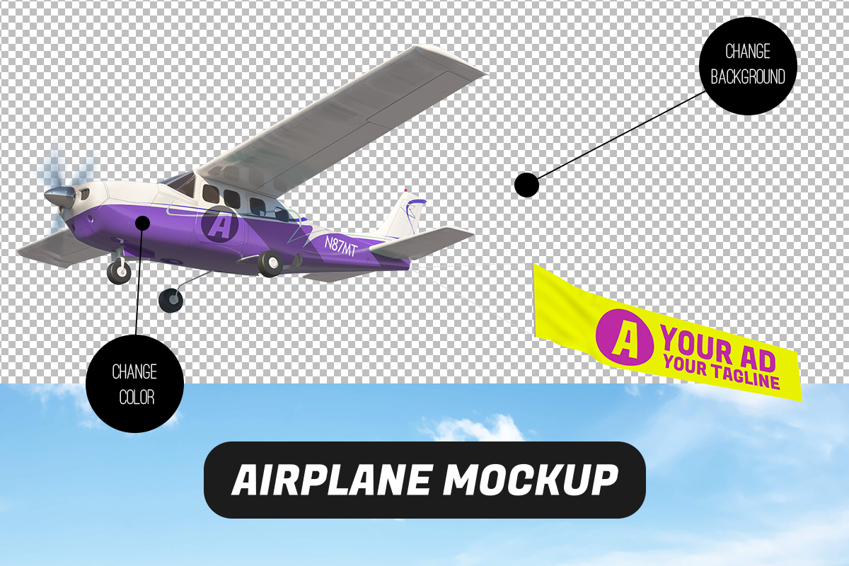 Realistic Airplane Mockup, an Advertising Mockup by MARCOS BRITO PRO (Photo 2 of 2)