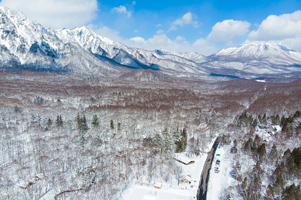 Aerial view of winter scene of Tokagushi mount in Nagano, Japan, a Nature Photo by KHphotography