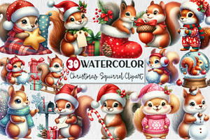 Christmas Squirrel Clipart, an Illustration by Rose Art