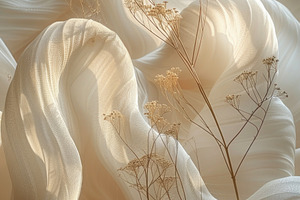 Elegant Abstract White Fabric Landscape With Delicate Dried Wild, an Abstract Photo by José Manuel Gelpi