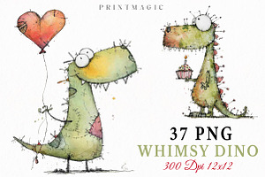 Whimsy Dino Clipart Set, an Animal Illustration by fashionaddict