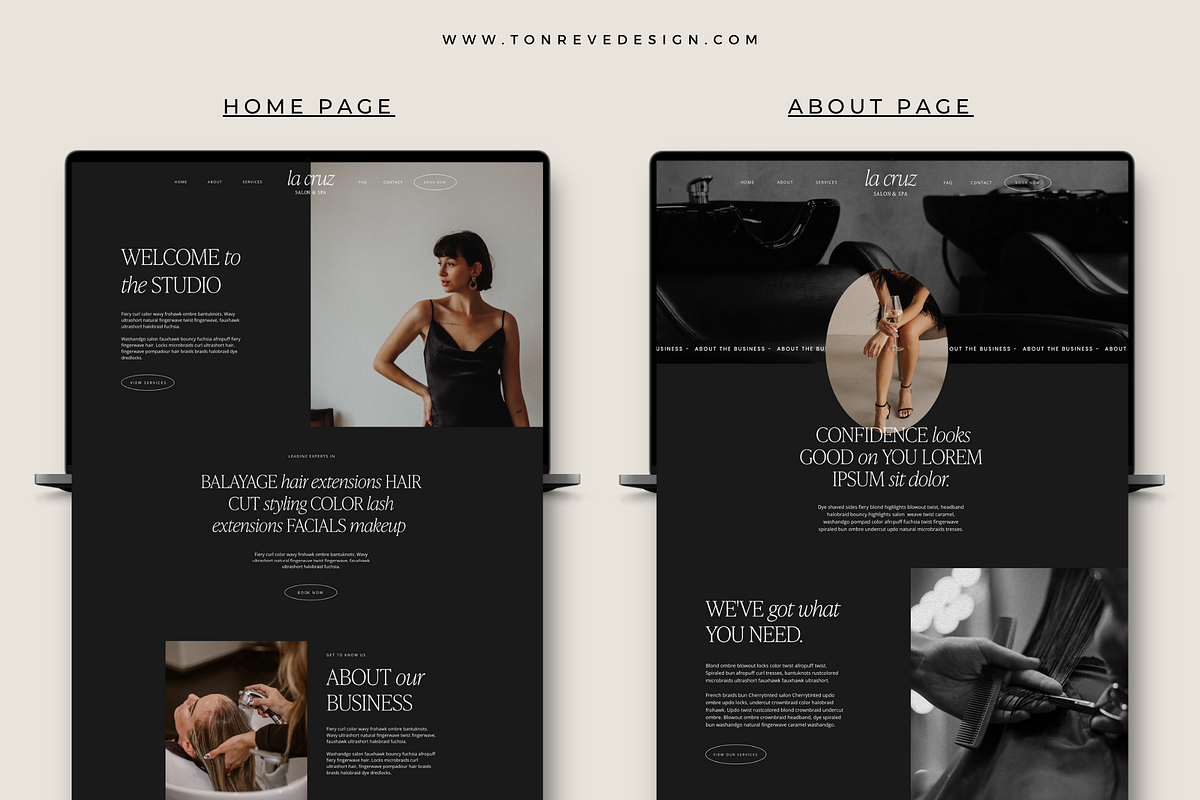Salon Spa Wix Website Template, Dark, a Wix Template by Ton Rêve Design Studio (Photo 4 of 7)
