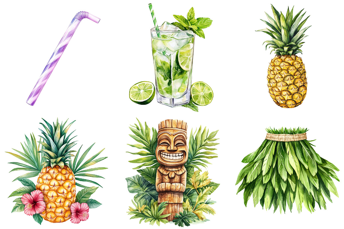 Watercolor Hawaii Clipart, a Seasonal Illustration by CitraGraphics (Photo 2 of 6)