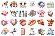 Retro Girly Baseball Clipart, an Illustration by DreamPrint404 (Thumbnail 2 of 5)