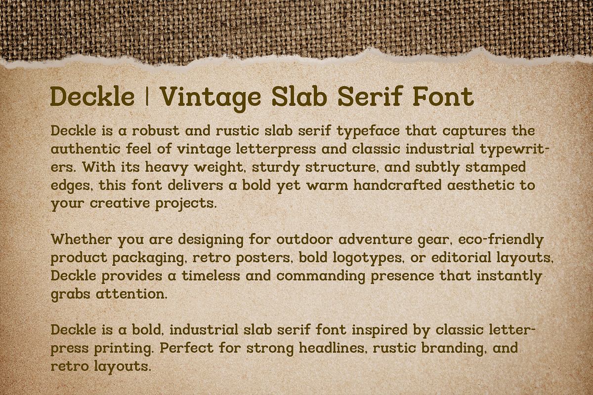 Deckle Vintage Slab Serif Font, a Serif Font by OWPictures (Photo 9 of 10)