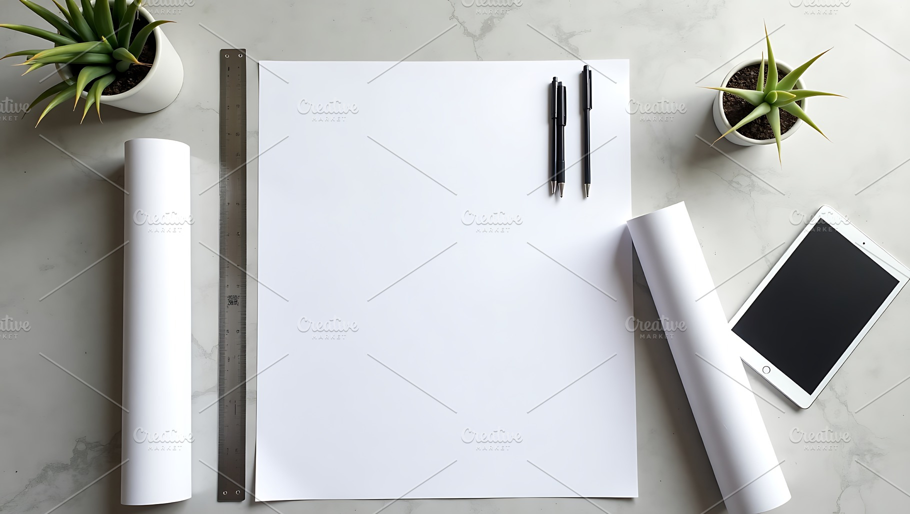 Clean Minimalist Architect Workspace, an Industrial Photo by Artonix