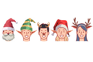People portraits in christmas hats, an Object Illustration by YummyBuum