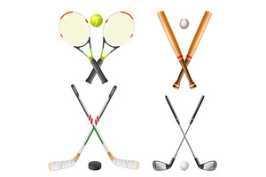 Sports equipment. Crossed baseball, an Object Illustration by Vectorbuum