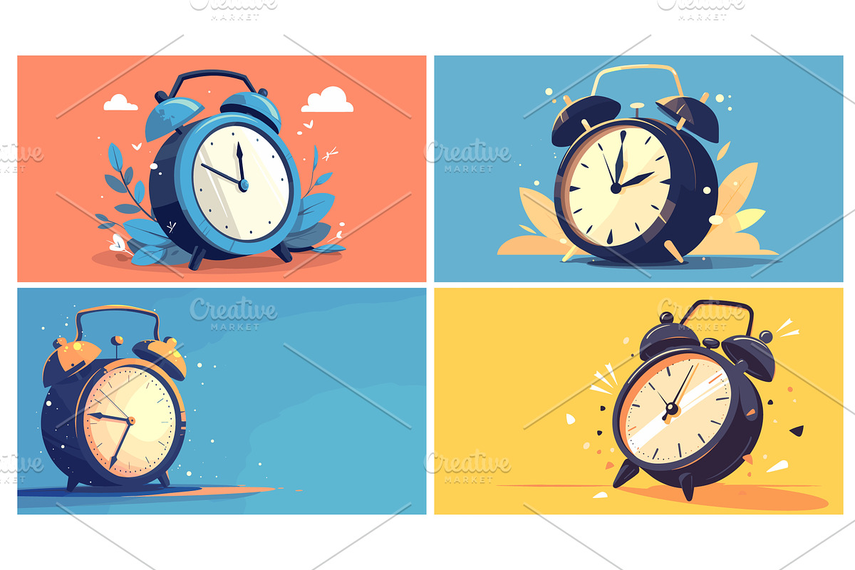 Time concept. Cartoon banner with, an Object Illustration by Stock-Smart-Start