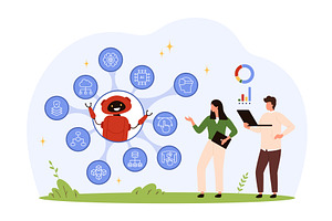 AI Developers Collaborating With, a Technology Illustration by Flashvector
