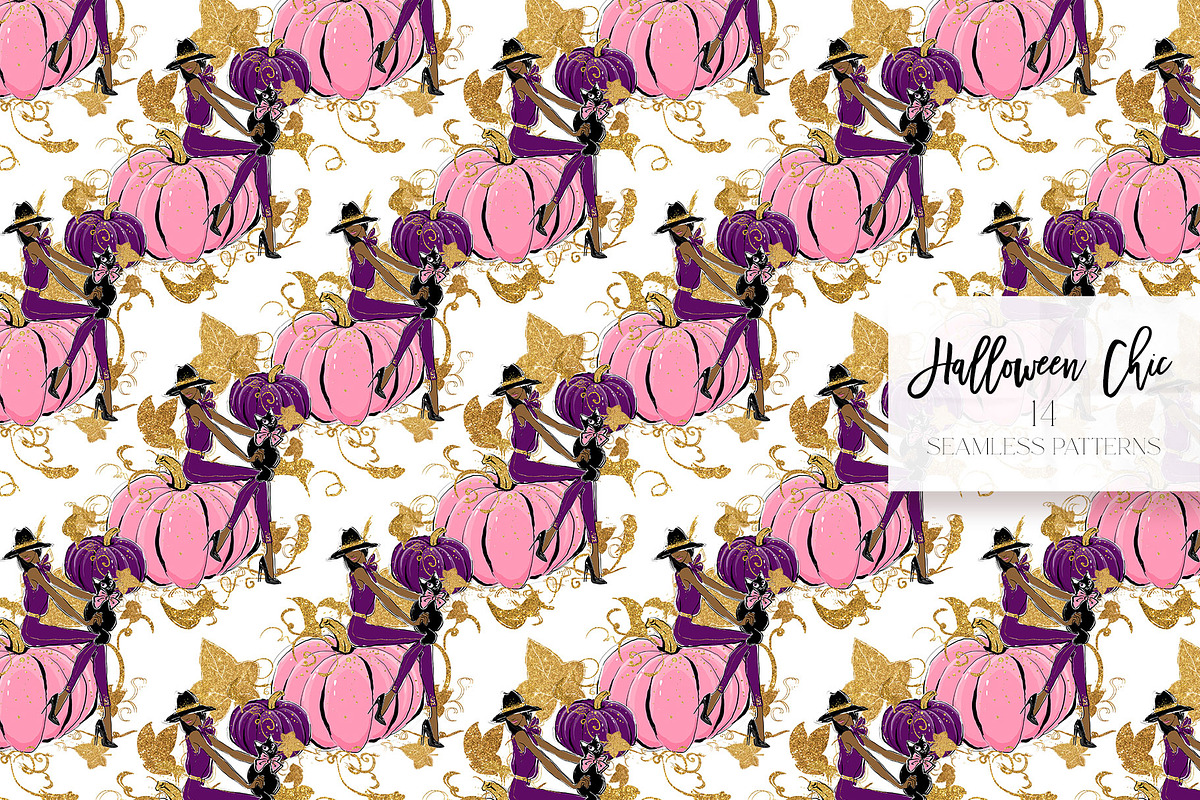 Halloween Fashion Witch Patterns, a Pattern Graphic by KaramfilaS (Photo 9 of 22)