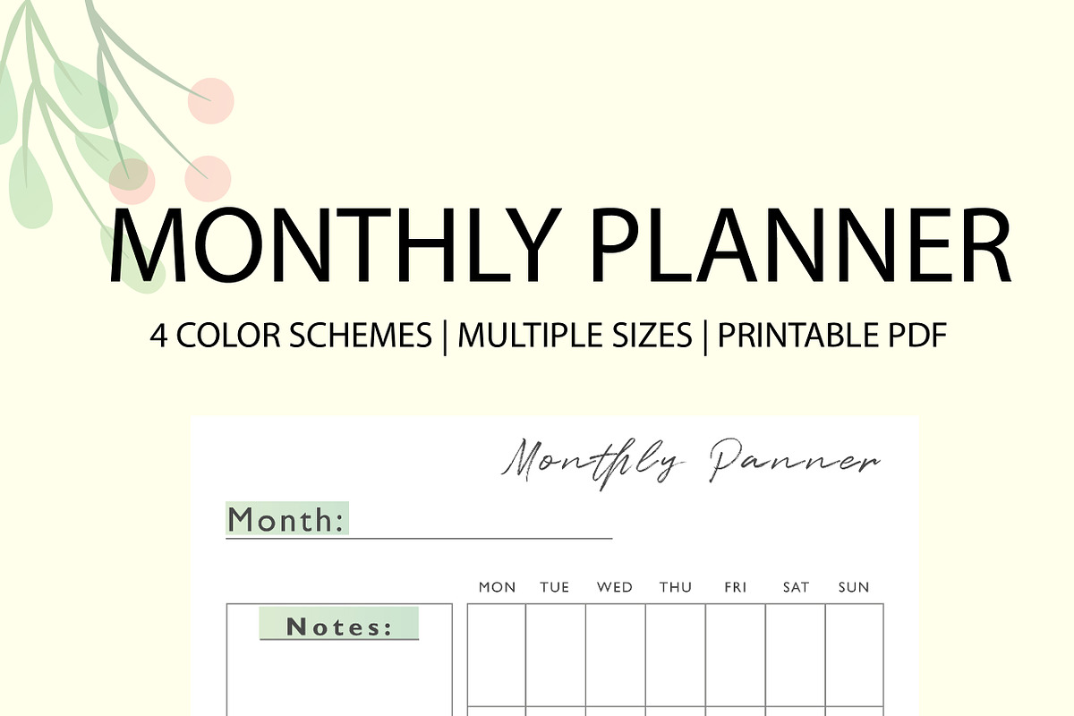 MONTHLY Planner PDF, a Stationery Template by J&T photo and design (Photo 5 of 5)