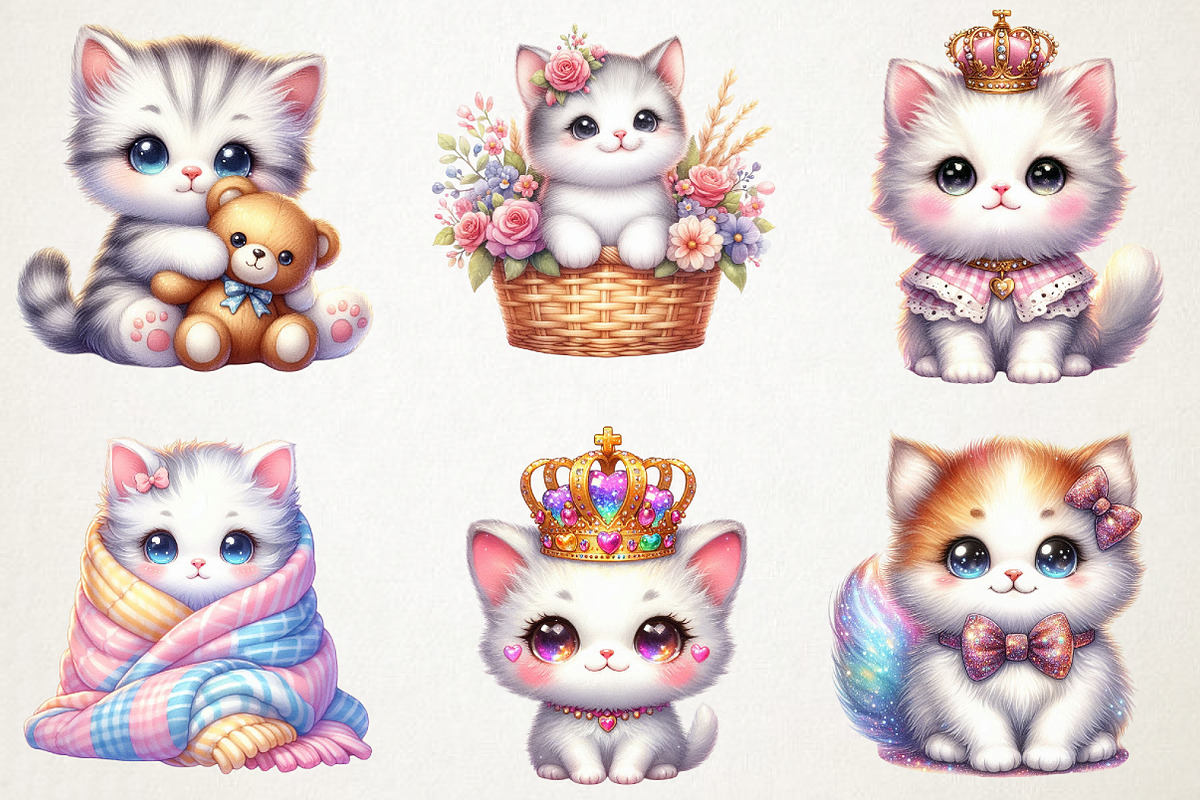 Kawaii Kitten Sublimation Clipart, an Illustration by RobertsArt (Photo 4 of 7)